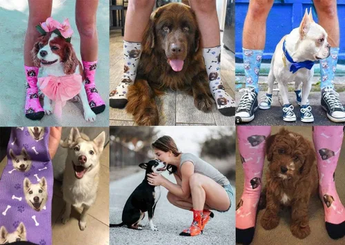 Miniatura 5 de Calcetines personalizados con foto para mascotas, huesos de pescado, huellas de gatos y perros, calcetines con imagen para hombres y mujeres