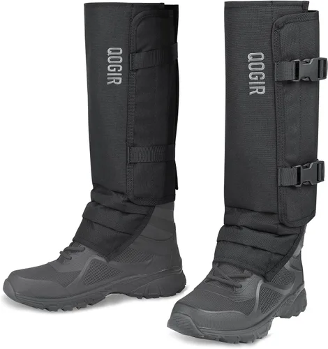 QOGIR Polainas de serpiente para cazar: protectores de serpiente duraderos, polainas de polaina de serpiente para hombres y mujeres, protección Negro