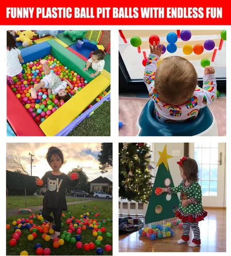 Miniatura 5 de LANGXUN 50 100 200 400 Bolas de Pelotero de Plástico Suave para Niños, Regalo para Cumpleaños de Bebé o Niño Pequeño, Navidad, Pelotero con Tienda