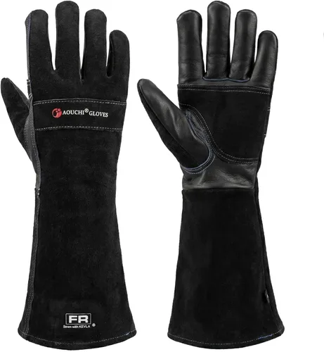 Miniatura 6 de Guantes de trabajo de cuero para hombre y mujer con forro de algodón, guantes grandes a prueba de espinas para jardinería de cactus, trabajo
