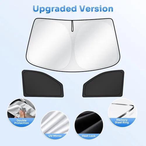 Miniatura 4 de Karltys 3 piezas parasol para parabrisas para Chevy Silverado 1500 2019-2025, parasol reflectante para ventana delantera y lateral para Chevrolet