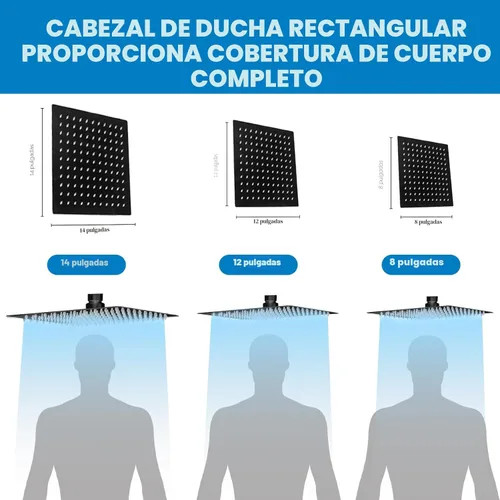 Miniatura 4 de Cabezal de ducha, cabezal de ducha de lluvia de 8" con combo de rociador de mano y brazo de extensión ajustable/regulador de flujo de 3 vías/sistema