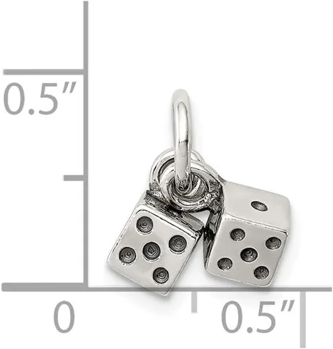 Miniatura 2 de Colgante de plata de ley 925 maciza con dije de dados antiguos de 0.433 in, Metal