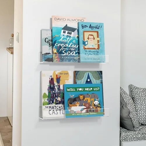Miniatura 2 de NIUBEE Estanterías flotantes de acrílico de 16.5 pulgadas, paquete de 2, estantes de pared modernos transparentes para niños/niños, estantes