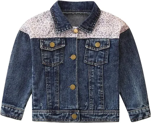 Miniatura 16 de IBAKOM Chaqueta de mezclilla para niña, chaqueta de mezclilla azul para niños, con botones, otoño e invierno, abrigo con capucha rasgada, ropa