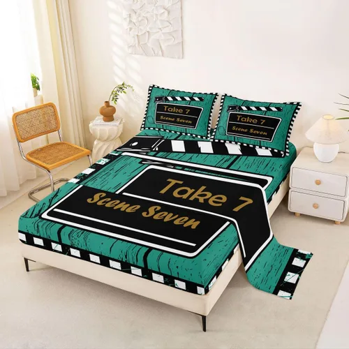 Miniatura 19 de Homewish Juego de sábanas de música de piano, tamaño Queen, juego de ropa de cama de notas musicales de 4 piezas para decoración de habitación