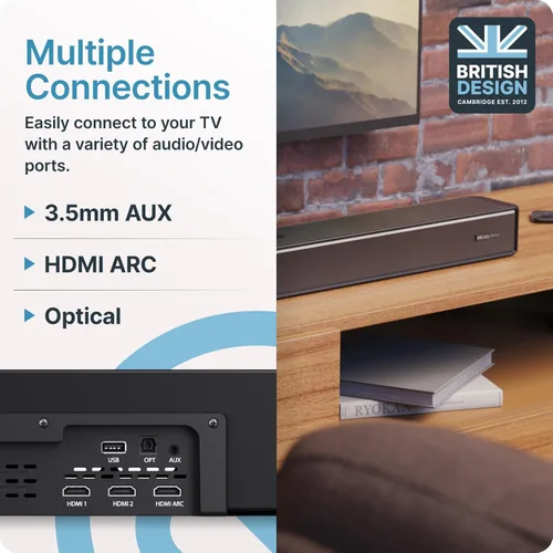 Miniatura 5 de Majority Barra de sonido Sierra Dolby Atmos para TV con Bluetooth 5.0 HDMI ARC, óptico, USB y AUX, paso HDR 4K 4 modos de ecualización Barra