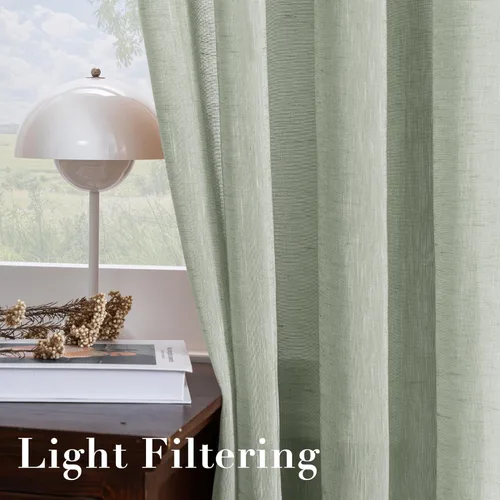 Miniatura 5 de H.VERSAILTEX - Cortinas de lino con mezcla de lino natural, paneles de cortina para sala de estar/cortinas semitranslúcidas de lino que reducen