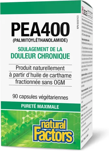 Miniatura 3 de Natural Factors PEA400 - Palmitoiletanolamida pura para alivio, apoya el sistema nervioso y las molestias ocasionales, sin OMG, 90 cápsulas