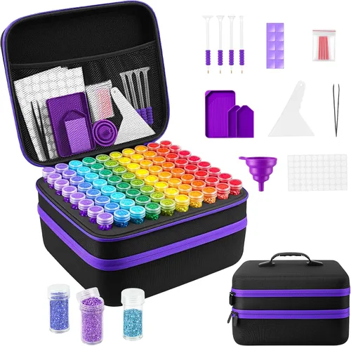 Miniatura 18 de ZORETCO Contenedores de almacenamiento de pintura de diamantes, 60 ranuras, kits de pintura de diamantes, accesorios y herramientas de pintura