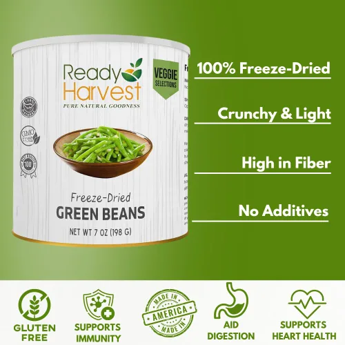 Miniatura 4 de Ready Harvest Alimentos liofilizados - Judías verdes Alimentos de emergencia Vegetales para acampar Lata #10 Vida útil de 25 años Latas