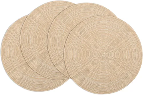 Winknowl Juego de 4 manteles individuales redondos trenzados, lavables, tejidos resistentes al calor, para mesas de cocina, comedor, manteles Beige