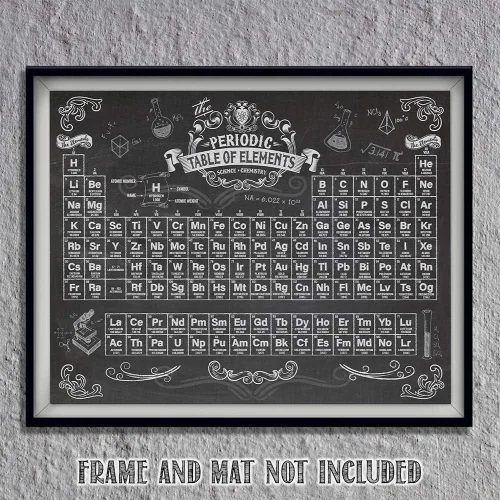 Miniatura 8 de Tabla periódica de elementos de 11 x 14 pulgadas, impresión sin marco, arte de pared de ciencia estilo pizarra, póster educativo de química y física