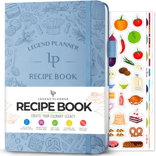 Miniatura 10 de Legend - Libro de recetas familiar en blanco para escribir tus propias recetas, diario de cocina vacío, cuaderno de cocina personalizado, tapa dura