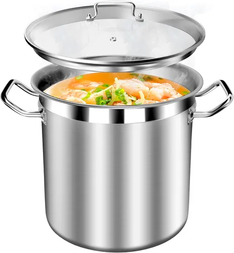 Miniatura 9 de STOCKPOT Olla de cocina, olla de acero inoxidable, olla de sopa con tapa de vidrio, ollas de inducción - 6 cuartos
