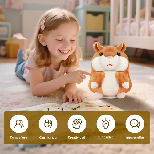 Miniatura 3 de SANJOIN Juguetes para niños pequeños, hámster parlante repite lo que dices para niños y niñas, animales de peluche, juguete sensorial interactivo