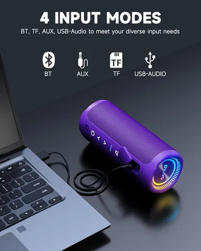 Miniatura 7 de OHAYO - Bocina Bluetooth 5.3, portátil, inalámbrica, impermeable IPX7, sonido potente de 25 W, 24 horas de reproducción, emparejamiento dual, graves