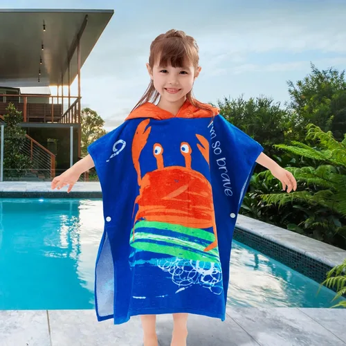 Miniatura 5 de VOOVA & MOVAS Toallas tipo poncho para niños pequeños (2-6 años, 24 x 48 pulgadas), 100% algodón, suave, absorbente, con capucha, perfectas