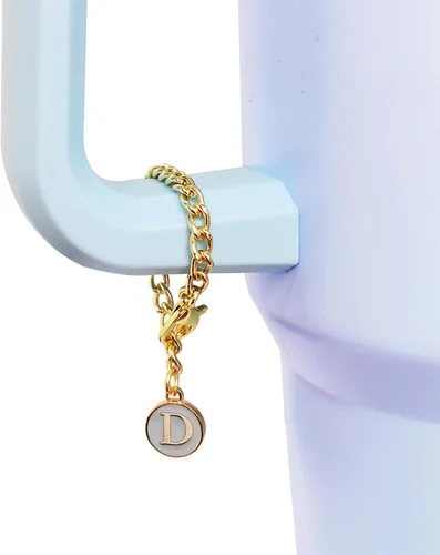 Miniatura 4 de Stanley Cup 3 piezas de 30 y 40 onzas, 0.394 in de silicona con diseño de flores, tapa protectora con 2 piezas de dije de letra inicial 3 flores + 2