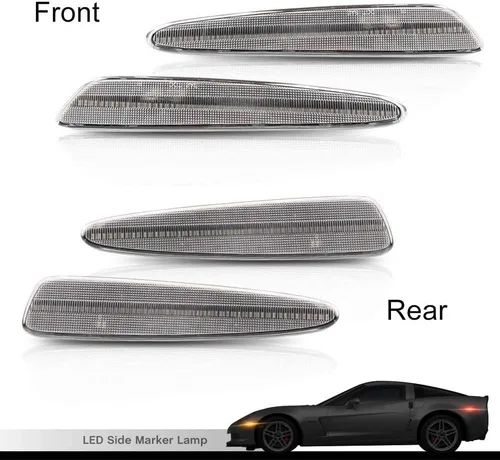 Miniatura 2 de 4 piezas de lentes transparentes ámbar/rojas delanteras traseras LED Kits de luces laterales para Chevy Corvette C6 2005 2006 2007 2008 2009 2010