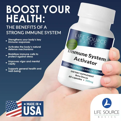 Miniatura 5 de Life Source Basics Activador de apoyo del sistema inmunológico - Beta de alta pureza 1,3/1,6 glucano - Suplemento inmunitario y vitamínico sin OMG