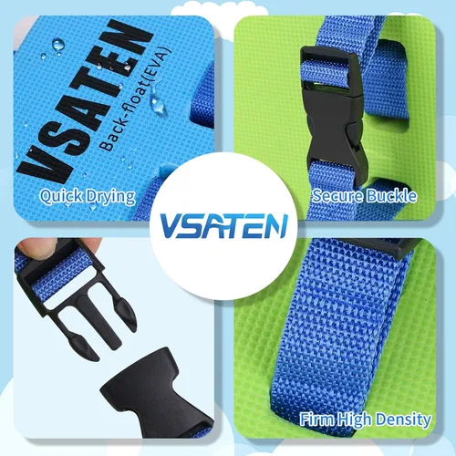 Miniatura 6 de VSATEN Flotador de espalda, cinturón de natación de burbujas ajustable, 3 capas gruesas de espuma dividida, tabla de entrenamiento de seguridad