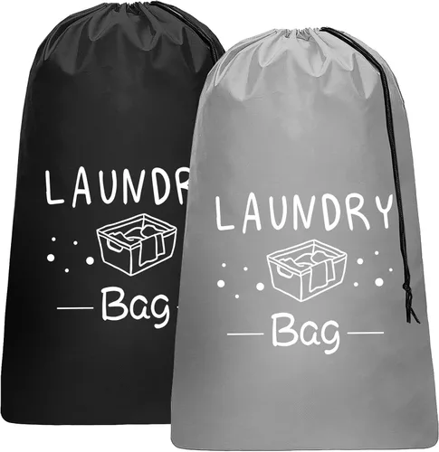 Miniatura 13 de Sylfairy Paquete de 2 bolsas de lavandería de viaje extra grandes, organizador de ropa sucia con cordón, bolsas de lavandería de viaje resistentes