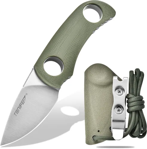 Miniatura 14 de TONIFE Cuchillo de hoja fija de 4.8 cm, cuchillo mini para el cuello con funda Kydex y cordón, cuchillo fijo portátil EDC para supervivencia al aire