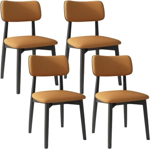 Miniatura 36 de YVYKFZD Solid Wood Dining Chairs, Kitchen Chairs Set with Curved Backrest, Leather Upholstered Dining Room Chair, Armless Living Room Chair, for