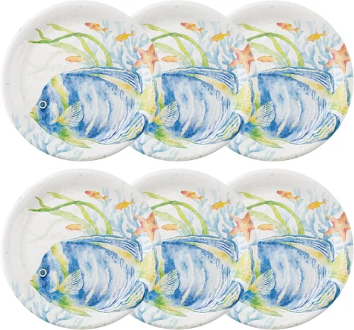 Miniatura 5 de UP UPware - Juego de platos redondos para ensalada de melamina de cangrejo, platos redondos para risotto, pasta y ensalada, sin BPA, aptos