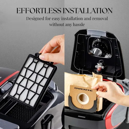 Miniatura 3 de OVENTE Bolsas de repuesto para polvo + 1 filtro para ST1600B, bolsa de limpieza desechable (paquete de 4) compatible con Zing Canister Vacuum