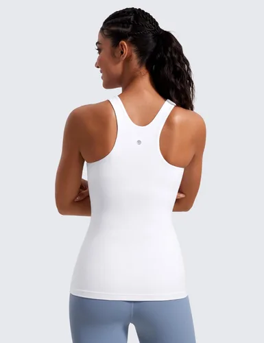 Miniatura 5 de CRZ YOGA Butterluxe - Camiseta sin mangas de cuello alto con espalda cruzada para mujer, con brasier integrado, para entrenamiento, yoga, atlética