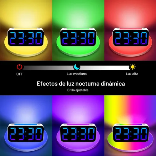 Miniatura 2 de Relojes despertadores fuertes Topski para dormitorios para personas que duermen pesadas, reloj de cabecera digital con luz nocturna, pantalla RGB