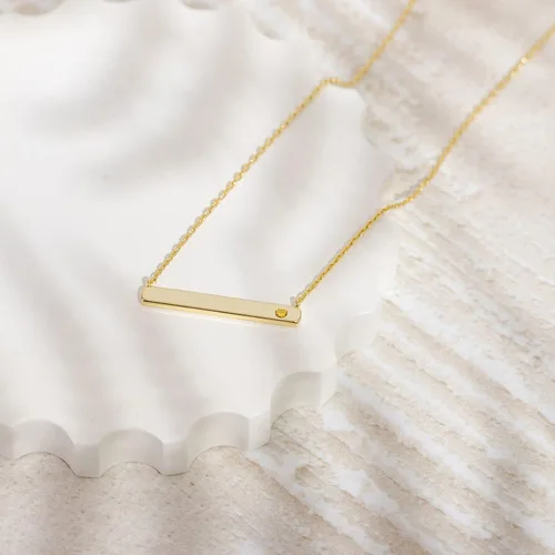 Miniatura 4 de PAVOI 14K Gold Plated Crystal Birthstone Bar Necklace Dainty Necklace Gold Necklaces for Women