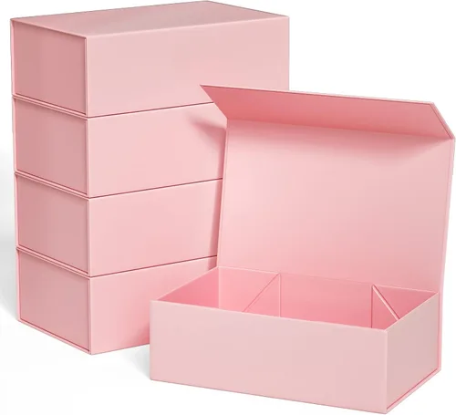Miniatura 10 de Caja de regalo rosa de 10" x 6" x 3" con tapa de cierre magnético, caja de regalo para regalos, cajas de regalo de dama de honor, caja bonita, caja