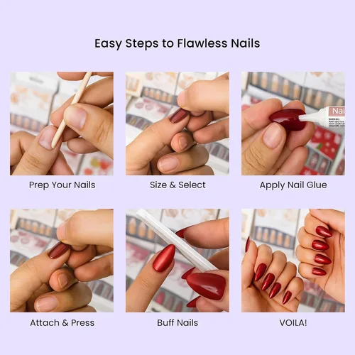 Miniatura 8 de Allkem - Uñas de presión de color solido, extra largas, estilo cónico, bailarina, cobertura total de uñas