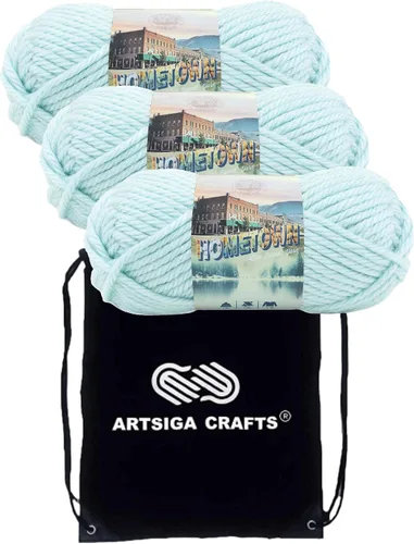 Miniatura 13 de Lion Brand Hometown New York White 135-100 (3 madejas - mismo lote de tinte) #6 S Bulky - Hila acrílica para crochet y tejer con bolsa para proyectos