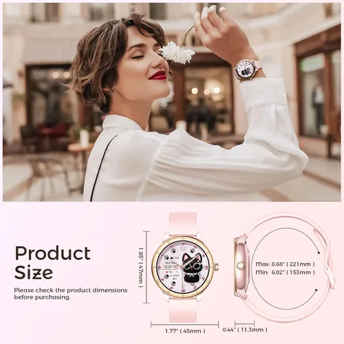 Miniatura 10 de EIGIIS Relojes inteligentes Android para mujer, 1.27 pulgadas, HD, esfera romana, relojes deportivos, rastreadores de actividad con monitor de sueño