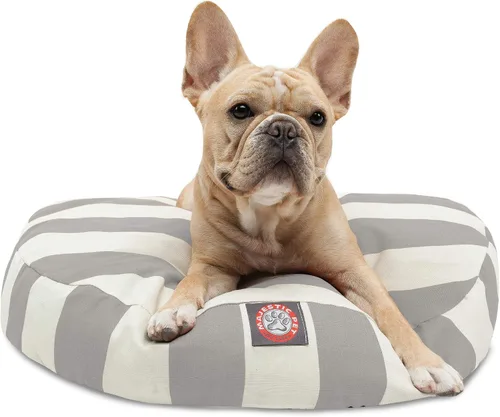 Miniatura 32 de Majestic Pet Products - Cama redonda pequeña para perros con rayas verticales negras para interiores y exteriores, con funda extraíble y lavable