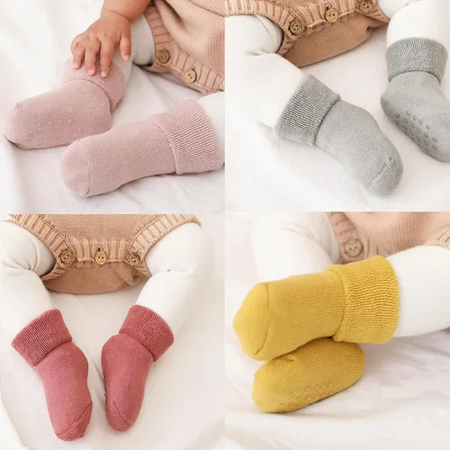 Miniatura 4 de Ehdching Paquete de 6 calcetines de algodón antideslizantes antideslizantes para bebés y niñas pequeñas