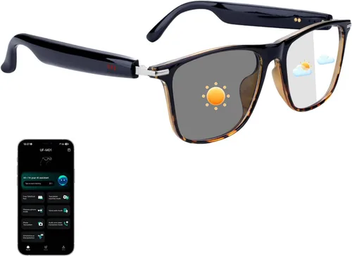 Miniatura 16 de Al - Lentes inteligentes para hombres y mujeres, lentes de traducción Bluetooth con 164 idiomas, lente de cambio de color, música y llamadas