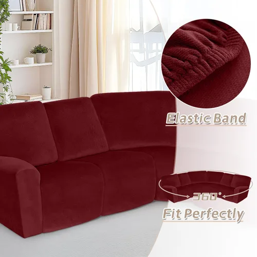 Miniatura 147 de Arfntevss Fundas de sofá seccional reclinable de terciopelo, Funda de sofá seccional de esquina para sofá reclinable, Funda elástica suave