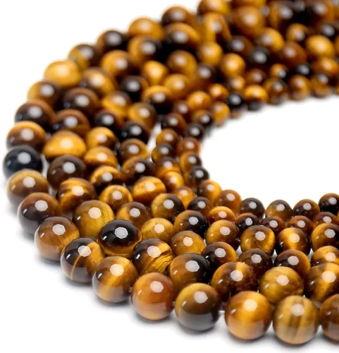 Miniatura 2 de Cuentas Naturales Clásicas de Ojo de Tigre, Cuentas Redondas de Piedra Preciosa de Grado AAA en Lote Suelto de 8MM 100PCS, Opciones a Granel, Clásico