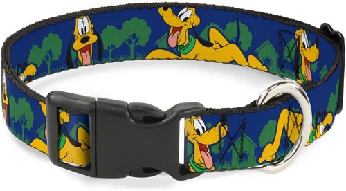 Buckle-Down Collar de perro Martingale Pluto 4 posturas paisaje azul verde 11 a 17 pulgadas, 1.0 pulgadas de ancho