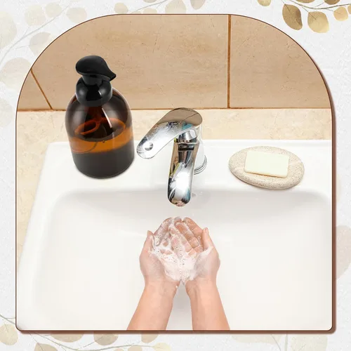Miniatura 6 de Uiifan 16 piezas 17 oz dispensador de jabón espumoso ámbar recargable botella de bomba de espuma de plástico contenedor líquido para cocina baño