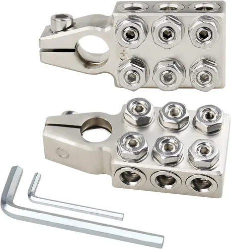 Conectores de terminal de batería, bloque de distribución de batería de 12 vías, 8AWG hasta 4/0 (XL) AWG calibre positivo y negativo (+/-) (par)