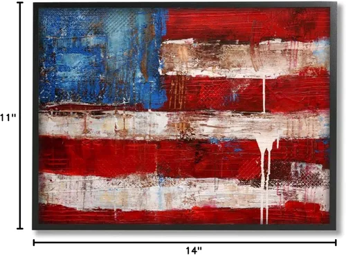 Miniatura 8 de Stupell Industries Arte de pared enmarcado con diseño rústico de Erin Ashley, bandera de Estados Unidos con pintura envejecida, 11 x 14 pulgadas
