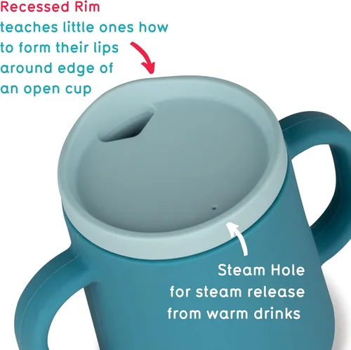 Miniatura 3 de TUM TUM Taza de entrenamiento para bebés de 3 vías, diseñada con especialista en alimentación, 6.1 fl oz (azul)