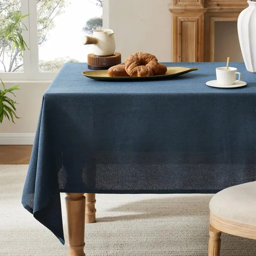 Miniatura 16 de Mantel de lino para mesa cuadrada, 52 x 52 pulgadas, color negro, mantel negro estilo granja, manteles de arpillera resistentes al agua para mesa