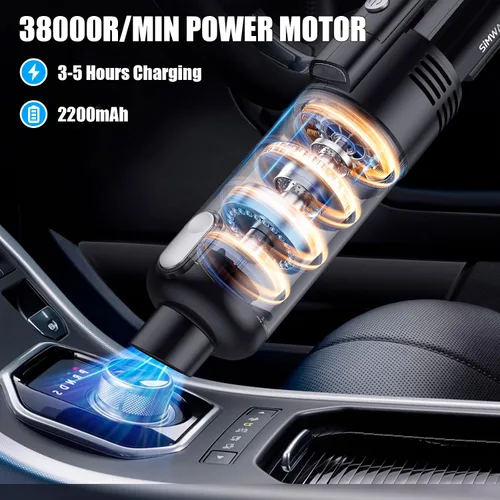 Miniatura 2 de Aspirador de mano sin cable: 9500PA Potente succión portátil ligera aspiradora de mano - Batería de gran capacidad dura larga Mini aspiradora